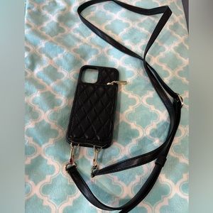 iPhone 12 “Purse style” phone case w/strap. Has attached zip wallet.